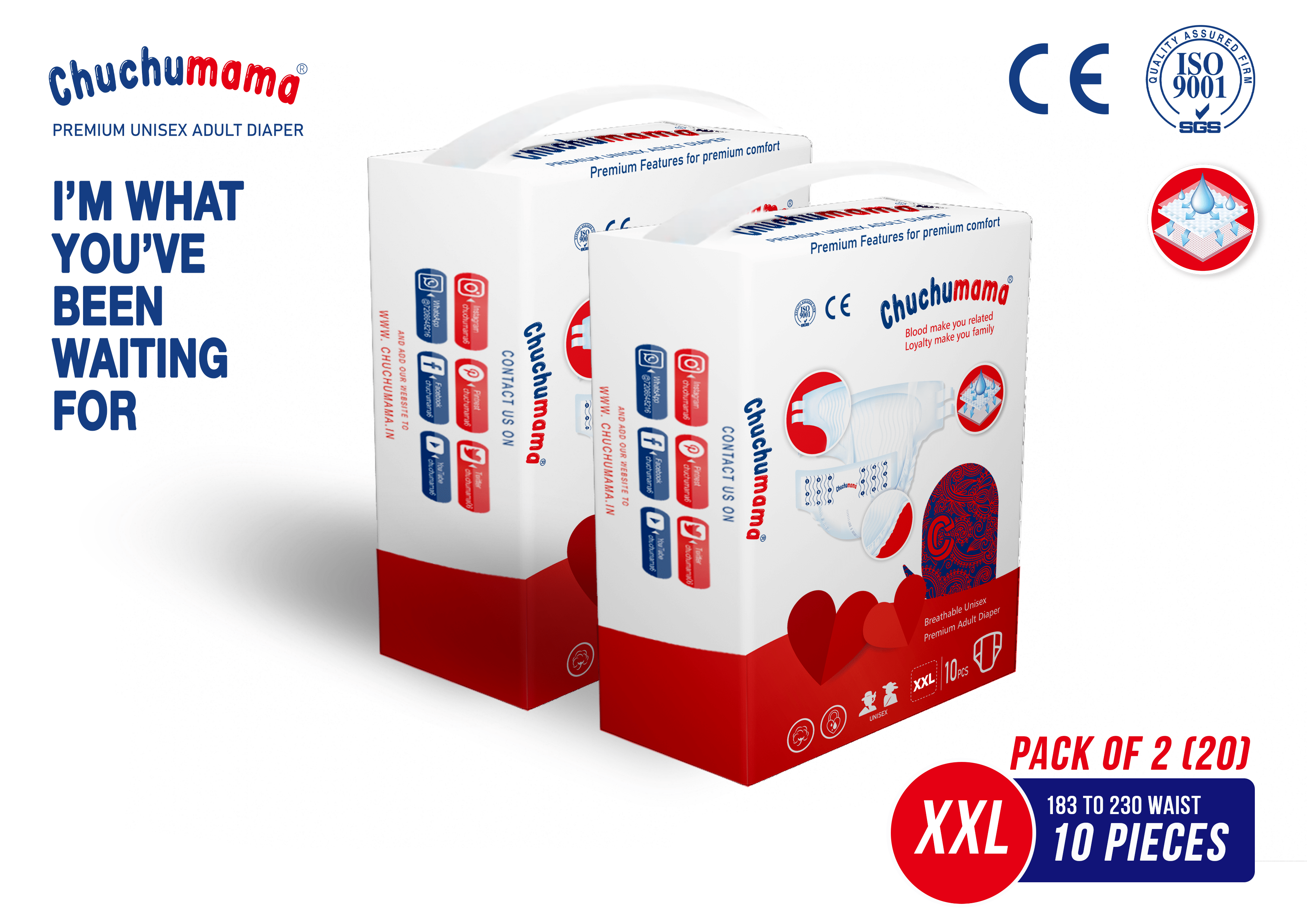 Adult Diaper Tape - Size (XXL) 10 counts Pack of 2, With ADL Technology